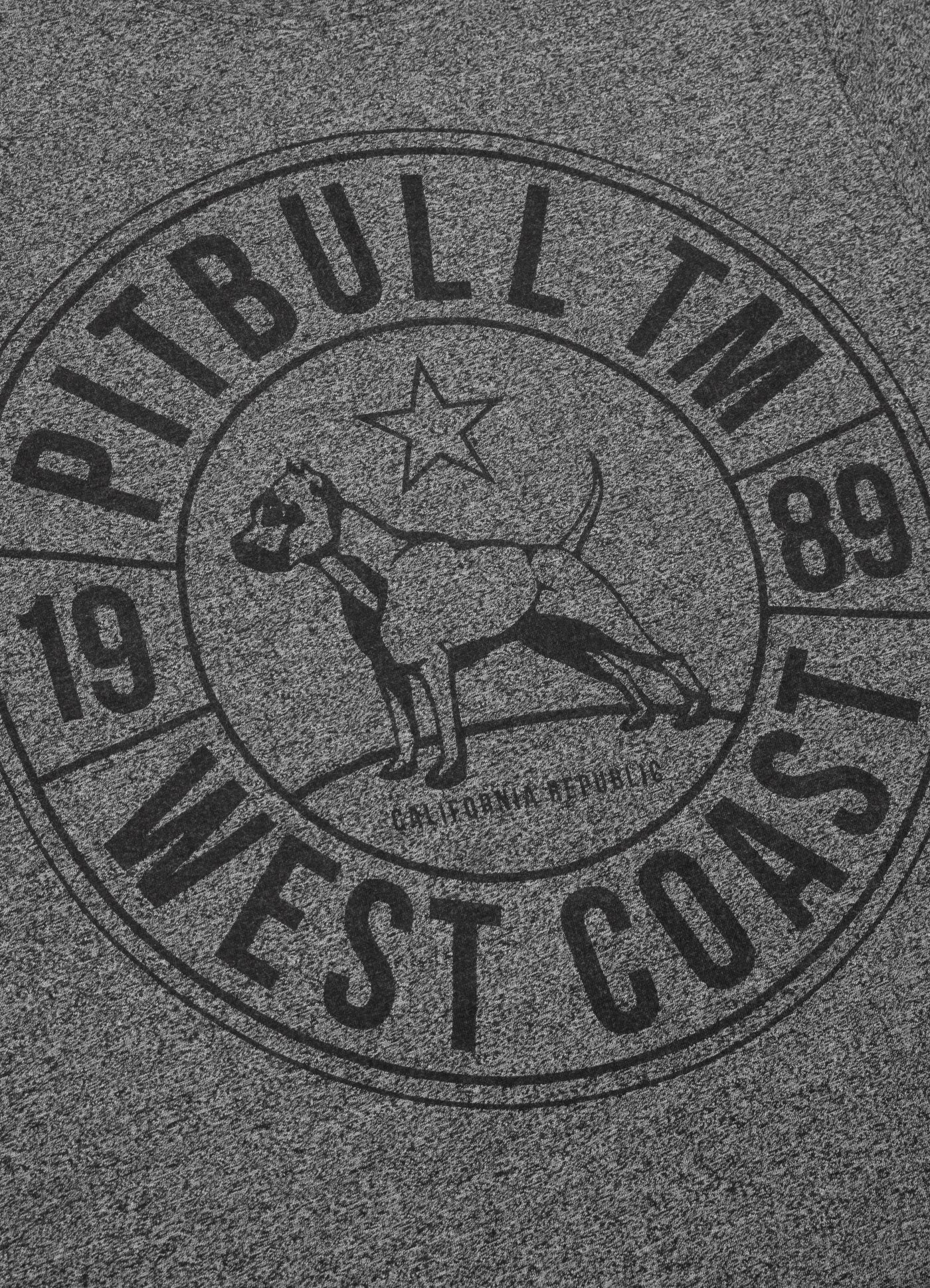 Pitbull T-SHIRT CUSTOM FIT MELANGE CIRCLE DOG GREY MEL