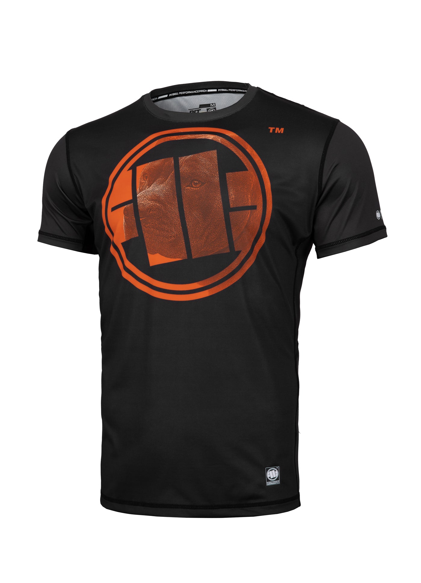 MENS PERFORMANCE T-SHIRT MESH ORANGE DOG BLACK